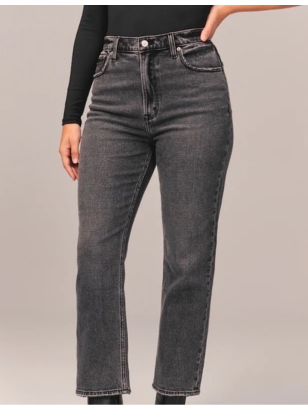 Abercrombie & Fitch Curve Love Ultra High Rise Ankle Straight Jeans